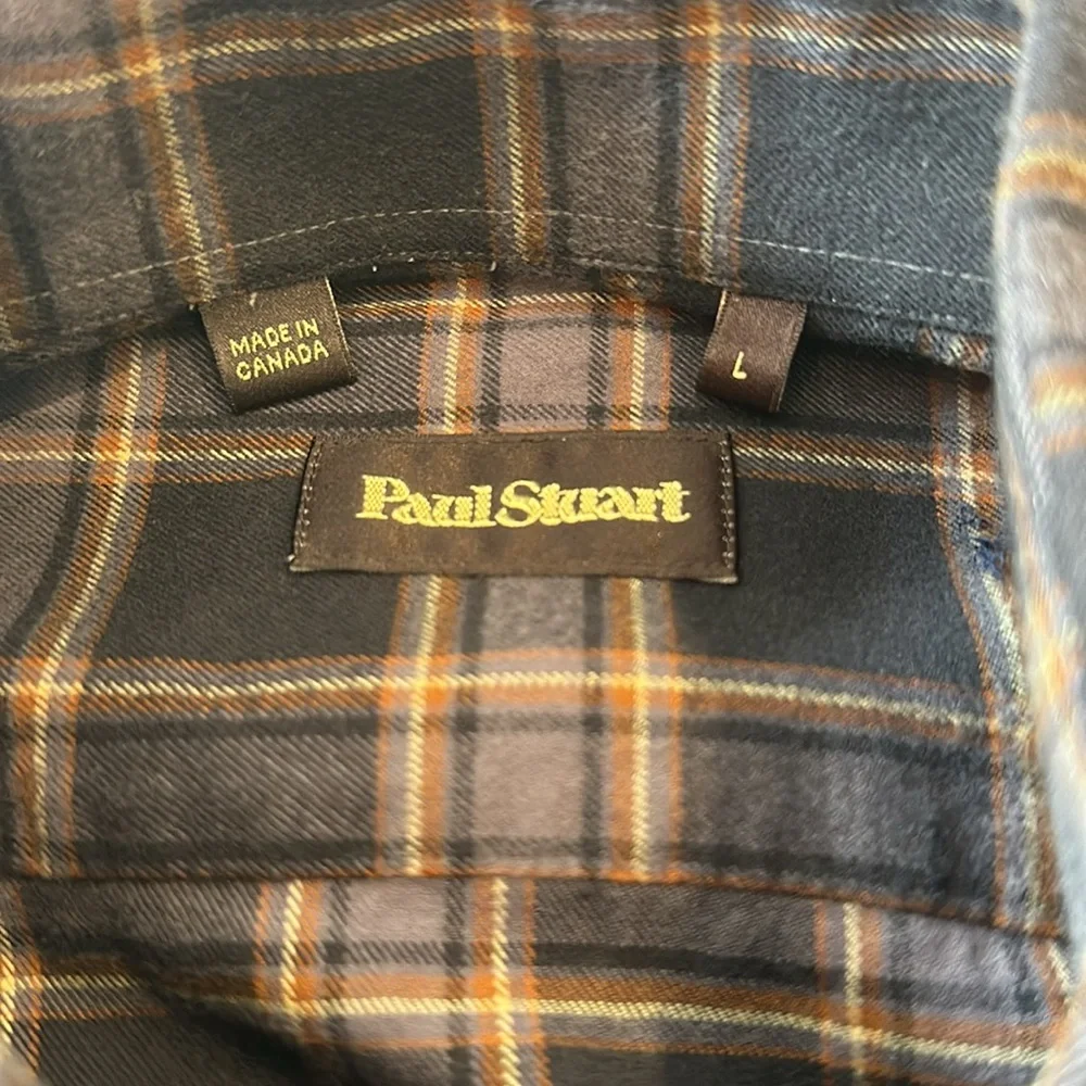 PAUL STUART COTTON FLANNEL MENS SHIRT SIZE L - Picture 2 of 8